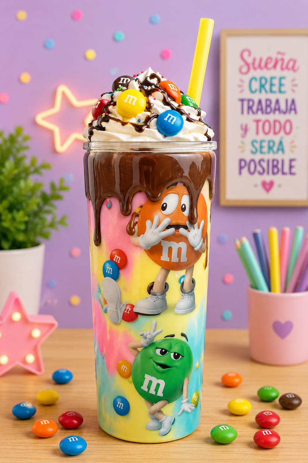 Vasos 3D y tapa decorada
